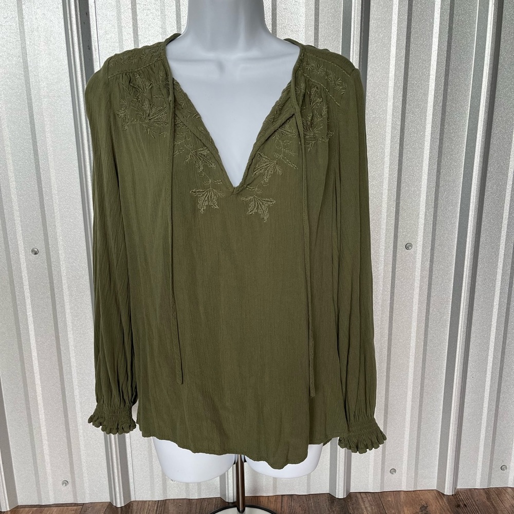 WOMENS Knox Rose Boho Peasant Crinkle Gauze Blouse Size Small